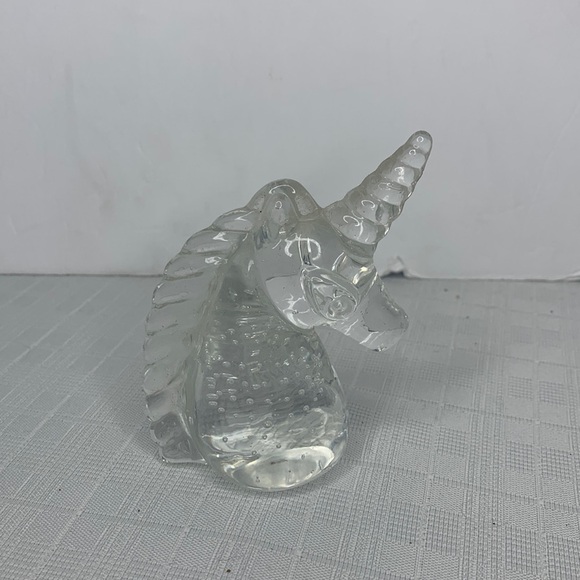 T GLASS UNICORN Heavy Duty Paper Weight W/ Controlled Bubbles - Picture 1 of 7